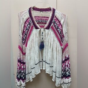 Free People Pink and White Knit Sweater